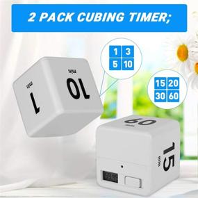 img 3 attached to ⏳ Set of 2 welltop Cube Timers - Kitchen & Exercise Timers with LED Light Alarm for Time Management and Countdown Settings - Ideal for Kids, Workouts, and Time Control - White - 1, 3, 5, 10, 15, 20, 30, and 60 Minutes