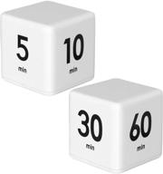 ⏳ set of 2 welltop cube timers - kitchen & exercise timers with led light alarm for time management and countdown settings - ideal for kids, workouts, and time control - white - 1, 3, 5, 10, 15, 20, 30, and 60 minutes logo