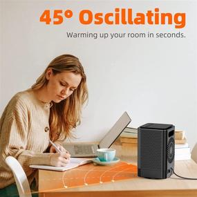 img 1 attached to 🔥 Portable Oscillating Space Heater for Indoor Use - PTC Ceramic Heater with Tip-over & Overheating Protection, Ideal for Office Desks