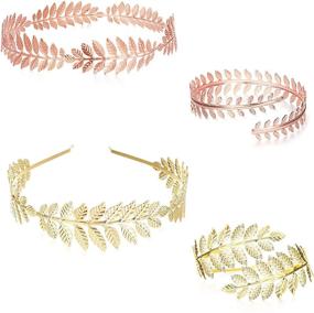 img 4 attached to 💎 Stunning Greek Goddess Bridal Jewelry Set - Laurel Leaf Crown, Arm Cuff, and Armlet Bracelet by FUNRUN Jewelry - Perfect for Women's Parties!