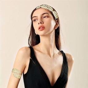 img 3 attached to 💎 Stunning Greek Goddess Bridal Jewelry Set - Laurel Leaf Crown, Arm Cuff, and Armlet Bracelet by FUNRUN Jewelry - Perfect for Women's Parties!