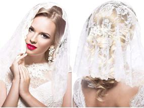 img 3 attached to 🌺 Floral Mantilla Bridal Veil - Women's Accessory for Coverage and Style