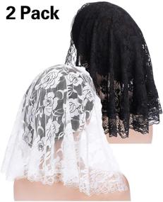 img 1 attached to 🌺 Floral Mantilla Bridal Veil - Women's Accessory for Coverage and Style