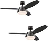 upgrade your space with ciata lighting 42 inch alloy indoor ceiling fan: gun metal finish, led light fixture, opal frosted glass, reversible black/graphite blades – 2 pack логотип