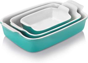 img 4 attached to Nucookery Ceramic Bakeware Rectangular Aquamarine
