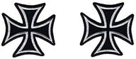 🔥 premium quality 3" iron cross patch: white on black motorcycle maltese - easy iron on/sew on applique for motorcycle biker vest jacket - pack of 2 logo