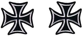 img 4 attached to 🔥 Premium Quality 3" Iron Cross Patch: White On Black Motorcycle Maltese - Easy Iron On/Sew On Applique for Motorcycle Biker Vest Jacket - Pack of 2