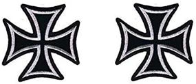 img 2 attached to 🔥 Premium Quality 3" Iron Cross Patch: White On Black Motorcycle Maltese - Easy Iron On/Sew On Applique for Motorcycle Biker Vest Jacket - Pack of 2