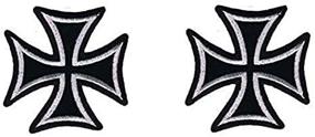 img 3 attached to 🔥 Premium Quality 3" Iron Cross Patch: White On Black Motorcycle Maltese - Easy Iron On/Sew On Applique for Motorcycle Biker Vest Jacket - Pack of 2