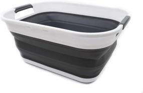 img 2 attached to 🔄 SAMMART 17.5L Collapsible Washing Tub - Portable & Convenient, 4.6 Gallon Capacity, White/Grey