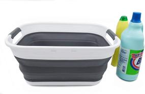 img 4 attached to 🔄 SAMMART 17.5L Collapsible Washing Tub - Portable & Convenient, 4.6 Gallon Capacity, White/Grey