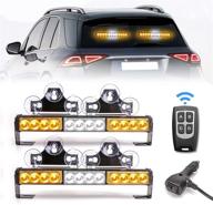 🚨 wireless remote control emergency traffic advisor strobe lights bar - 2 in 1 amber/white safety warning lights for vehicles, trucks - 23 flash patterns - 2pcs 12.8 inch logo