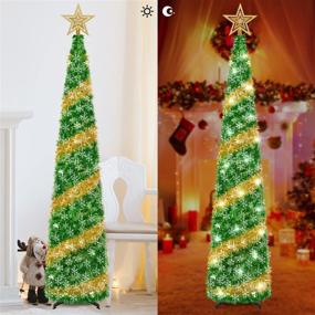 img 2 attached to 🎄 JREZUR 5FT Pop Up Christmas Tinsel Tree: 50LED String Lights for Festive Indoor Home Decor