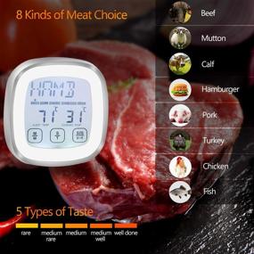 img 3 attached to 🥩 Waterproof Silver Touchscreen Meat Thermometer - Kitchen Food Thermometer with Grill Timer for Cooking Turkey, Fish, Ham & Pork