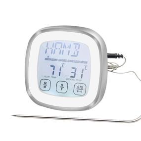 img 4 attached to 🥩 Waterproof Silver Touchscreen Meat Thermometer - Kitchen Food Thermometer with Grill Timer for Cooking Turkey, Fish, Ham & Pork