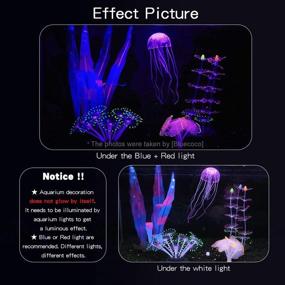 img 3 attached to 🐠 Bluecoco (5 Pieces) Luminous Aquarium Coral Decorations with Glowing Fish Décor for Tank, Fish Tank Plants, Including Big Kelp, Sunflower, Anemone, Strip Coral Plant, and Jellyfish