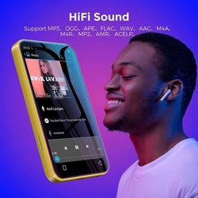 img 1 attached to 📱 Yellow WiFi Mp3 Player with Bluetooth by TIMMKOO - 4.0&#34; Full Touch Screen for HiFi Sound, Wifi Transfer, FM Radio, Recorder, Ebook, Clock, and Browser - Portable Walkman Digital Music Player