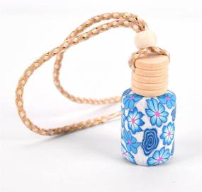 img 1 attached to 🌺 IYSHOUGONG 3 Pcs Floral Art Printed Hanging Car Air Freshener Perfume Diffuser Fragrance Bottle - Refillable and Stylish!