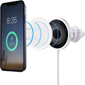 img 4 attached to 🧲 Magnetic Wireless Car Charger - 15W Fast Charger Phone Mount Holder with Air Vent Clamp - Compatible with iPhone 12/12 Pro/12 Pro Max/12 Mini/X/XR/11/11 Pro Max/11 Pro/8 - Includes Magnet Sticker