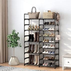 img 3 attached to 👟 WOWLIVE 9 Tiers Shoe Rack: Durable Metal Shoe Storage Organizer for 30-35 Pairs - Stackable Shoe Tower Unit Shelf - Convenient Black Shoe Cabinet