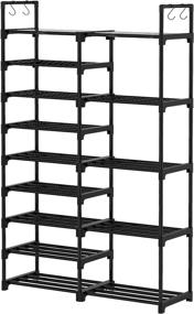 img 4 attached to 👟 WOWLIVE 9 Tiers Shoe Rack: Durable Metal Shoe Storage Organizer for 30-35 Pairs - Stackable Shoe Tower Unit Shelf - Convenient Black Shoe Cabinet