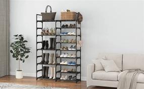 img 2 attached to 👟 WOWLIVE 9 Tiers Shoe Rack: Durable Metal Shoe Storage Organizer for 30-35 Pairs - Stackable Shoe Tower Unit Shelf - Convenient Black Shoe Cabinet