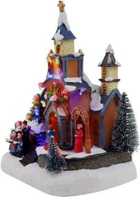 img 2 attached to 🎅 Pre-lit Animated Christmas Village Church Scene with Choir Congregation - Musical Winter Snow Village Ideal for Indoor Christmas Decorations & Village Displays