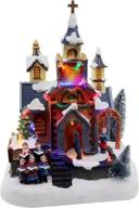 🎅 pre-lit animated christmas village church scene with choir congregation - musical winter snow village ideal for indoor christmas decorations & village displays logo