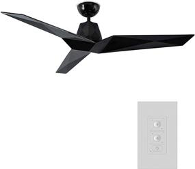 img 3 attached to 🔘 60in Gloss Black Vortex Indoor and Outdoor 3-Blade Smart Ceiling Fan with Wall Controller