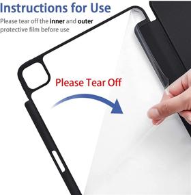 img 3 attached to 📱 GHINL Case for iPad Pro 11 Inch 2nd Generation 2020 with Pencil Holder - Support iPad 2nd Pencil Charging & Pairing - Slim Transparent Acrylic Back Cover - Smart Trifold Stand - Protective Cover (Black)