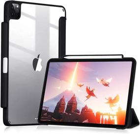 img 4 attached to 📱 GHINL Case for iPad Pro 11 Inch 2nd Generation 2020 with Pencil Holder - Support iPad 2nd Pencil Charging & Pairing - Slim Transparent Acrylic Back Cover - Smart Trifold Stand - Protective Cover (Black)