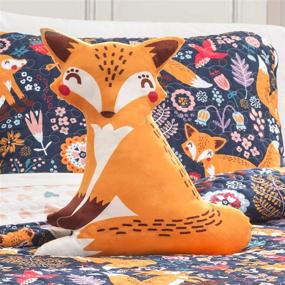 img 2 attached to 🦊 Lush Decor Pixie Fox Quilt Reversible 3 Piece Bedding Set, Twin, Navy - Cozy and Stylish Twin Bedding Set in Navy for Your Bedroom