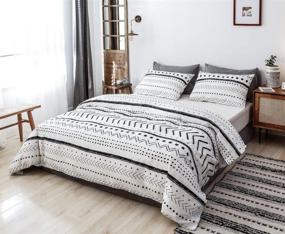 img 2 attached to Janzaa Queen Comforter Set: Boho Chic 3 PCS Aztec Comforter Set with Geometric Prints - Includes 2 Pillow Cases - Ideal for All Seasons