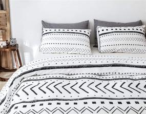 img 3 attached to Janzaa Queen Comforter Set: Boho Chic 3 PCS Aztec Comforter Set with Geometric Prints - Includes 2 Pillow Cases - Ideal for All Seasons