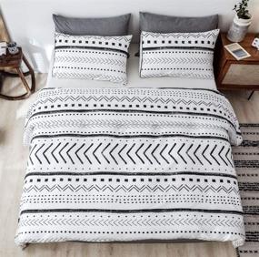 img 1 attached to Janzaa Queen Comforter Set: Boho Chic 3 PCS Aztec Comforter Set with Geometric Prints - Includes 2 Pillow Cases - Ideal for All Seasons