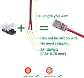 img 1 attached to 🔌 Pack of 10 QIJIE 10mm 5050 LED Strip Connectors 2 Pin, Ideal for Non-waterproof Single Color Tape Light with SNAP Splicer for Board-To-Wire (22,20,18 Gauge) - No Wire Included