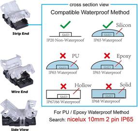 img 3 attached to 🔌 Pack of 10 QIJIE 10mm 5050 LED Strip Connectors 2 Pin, Ideal for Non-waterproof Single Color Tape Light with SNAP Splicer for Board-To-Wire (22,20,18 Gauge) - No Wire Included