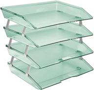 📂 acrimet 4 tier side load plastic desktop file organizer - clear green color tray for efficient facility organization логотип