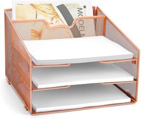 img 4 attached to 🗂️ Reliatronic Letter Tray Organizer: 3 Tier Mesh Desk Organizer for Letter/A4 Size Papers, Folders, and Desk Accessories