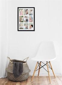 img 3 attached to 🖼️ Premium Golden State Art, 13.6x19.7 Black Wood 9-Opening Collage Picture Frame – Matted for 4 x 6" Photos