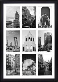 img 4 attached to 🖼️ Premium Golden State Art, 13.6x19.7 Black Wood 9-Opening Collage Picture Frame – Matted for 4 x 6" Photos