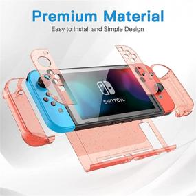 img 1 attached to HEYSTOP Case Compatible with Nintendo Switch Dockable, Protective PC Cover with Switch Screen Protector and 4 Thumb Stick Caps (Red Glitter)