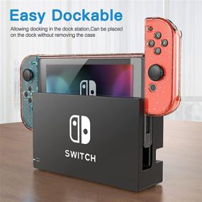 img 3 attached to HEYSTOP Case Compatible with Nintendo Switch Dockable, Protective PC Cover with Switch Screen Protector and 4 Thumb Stick Caps (Red Glitter)