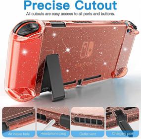 img 2 attached to HEYSTOP Case Compatible with Nintendo Switch Dockable, Protective PC Cover with Switch Screen Protector and 4 Thumb Stick Caps (Red Glitter)