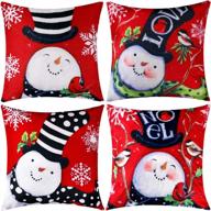 set of 4 christmas pillow case throw cushion covers in 18x18 inch, cotton linen pillow decorations, color set 10 logo