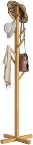 img 4 attached to 🎋 Bamboo Coat Rack Stand, Freestanding Tree Hanger with 8 Hooks, Entryway Clothes Hanger for Suits, Hats, Scarves, Handbags, Umbrella