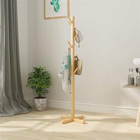 img 3 attached to 🎋 Bamboo Coat Rack Stand, Freestanding Tree Hanger with 8 Hooks, Entryway Clothes Hanger for Suits, Hats, Scarves, Handbags, Umbrella