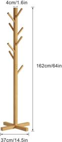 img 2 attached to 🎋 Bamboo Coat Rack Stand, Freestanding Tree Hanger with 8 Hooks, Entryway Clothes Hanger for Suits, Hats, Scarves, Handbags, Umbrella