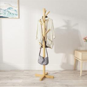 img 1 attached to 🎋 Bamboo Coat Rack Stand, Freestanding Tree Hanger with 8 Hooks, Entryway Clothes Hanger for Suits, Hats, Scarves, Handbags, Umbrella