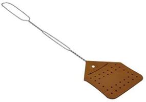 img 2 attached to RRD кожаная мухобойка: изготовлено амишами, 17 дюймов - надежная мухобойка для мух, комаров и не только - прочная металлическая ручка на пружине - ржаво-коричневая мухобойка (1 упаковка)